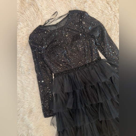 NWOT MAC DUGGAL Sequin Tiered Tulle Formal Wedding Cocktail Tea Length Dress 4 - Picture 5 of 8